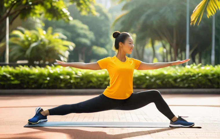 스포츠의학 전공 과목 - **Image Prompt: Proactive Wellness & Stretching**
    "A fit young adult, appearing ethnically Thai ...