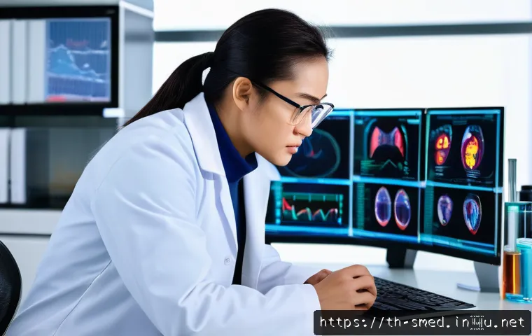 스포츠의학 연구 및 논문 작성 - A professional sports medicine researcher in a modern laboratory setting, wearing a white lab coat a...